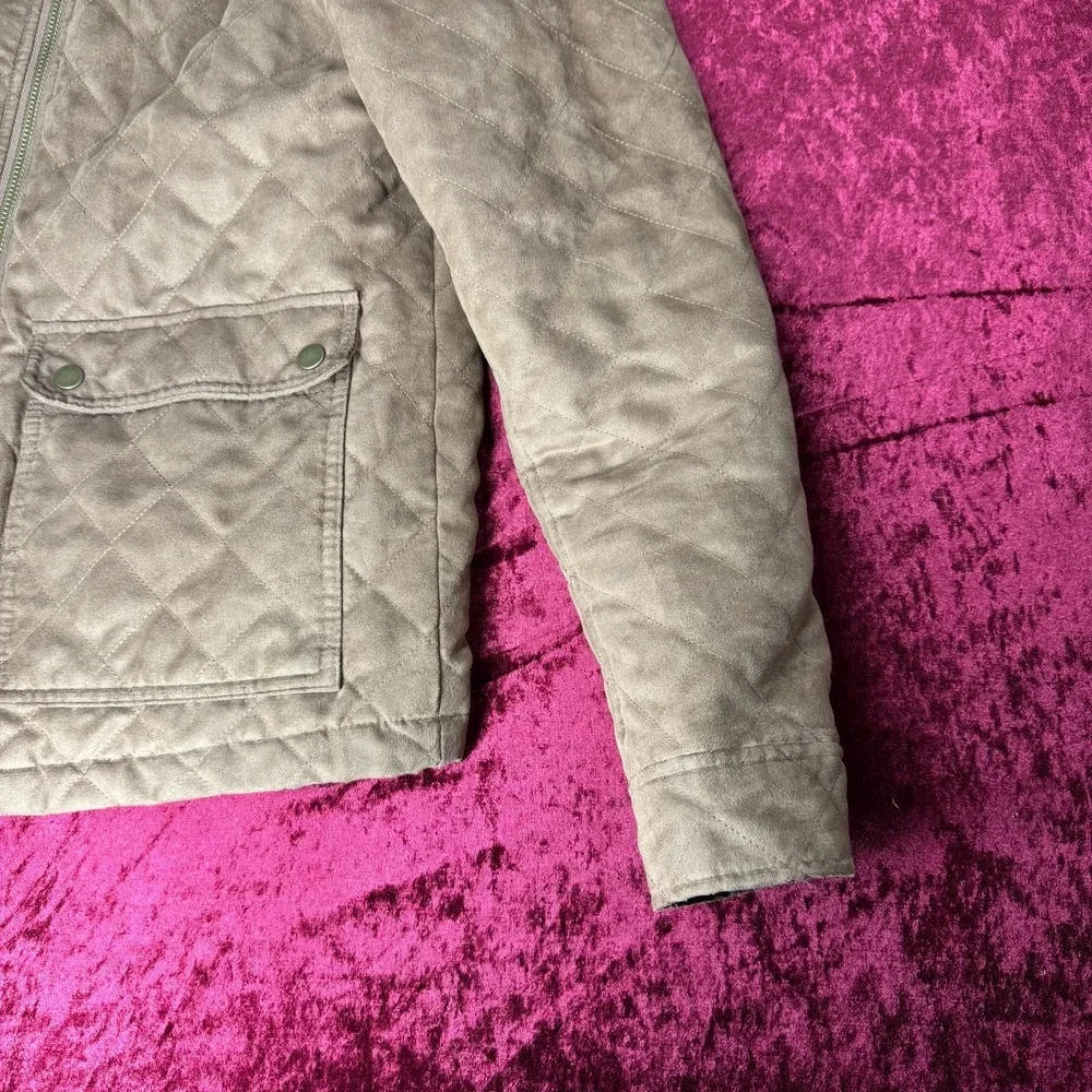 Banana‎ Republic Quilted Jacket Mens Medium Beige Lightweight Long Sleeve Zip-Up